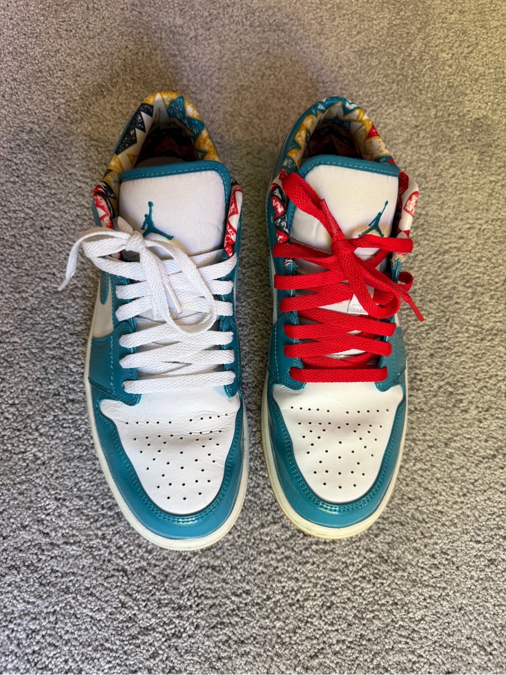 Men’s Air Jordan 1 Low Barcelona — Teal/White Low-Top Sneakers